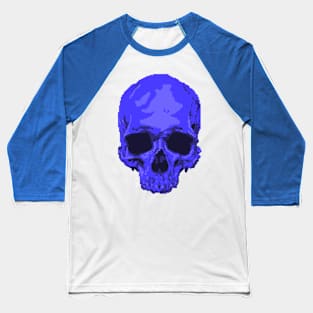 Blue Pixelated Skull Baseball T-Shirt